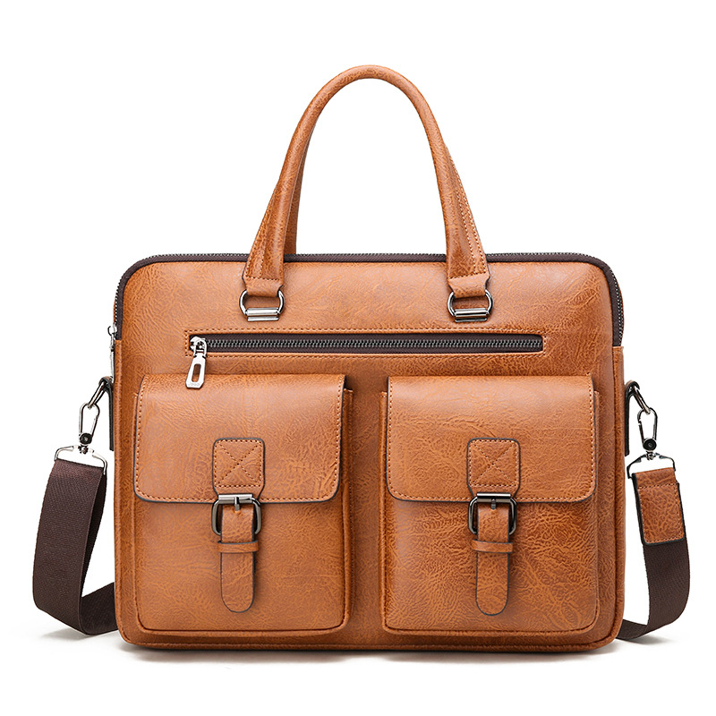 Leather Work Handbag - Tas kerja bisnis pria, bermerek mewah,