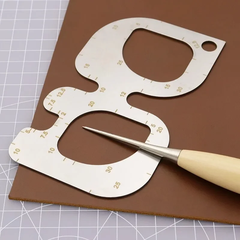 Leatherwork Ruler - R penggaris posisi baja antikarat Fillet