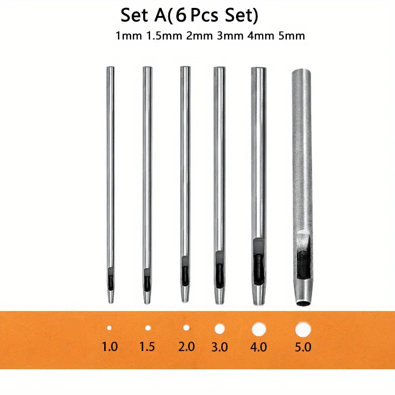 6 buah alat pembuat lubang kul - Leatherwork Punching Tool ulasan dan harga