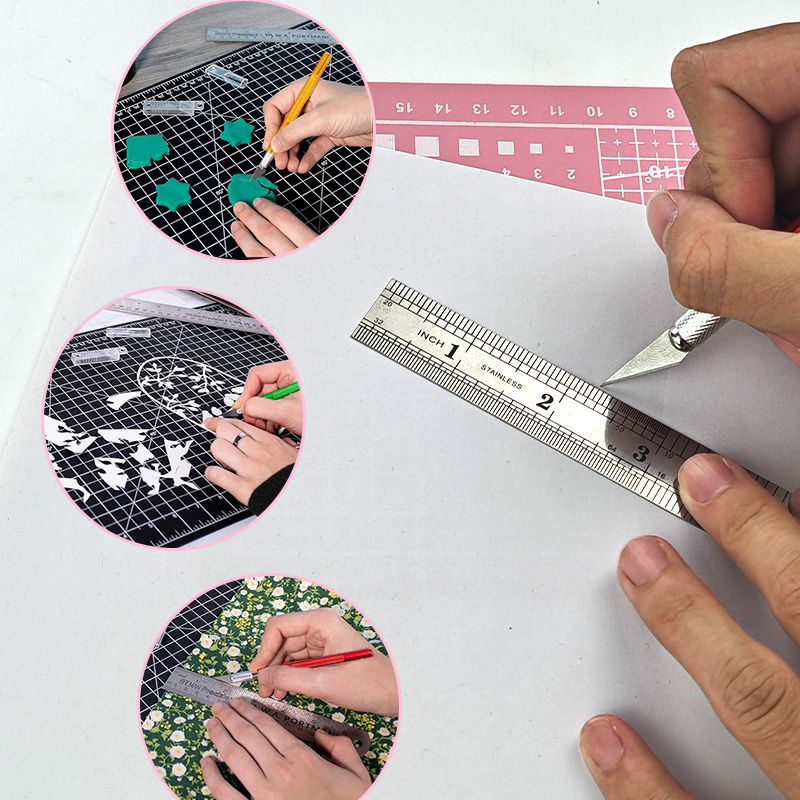 Set Alas Potong Tangan A4 PVC, - Leatherwork Ruler ulasan dan harga